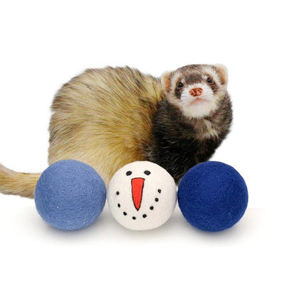 Ferret Stashing Balls (Blue Snowman) - Set of 3 - The Pampered FerretFerret Stashing Balls (Blue Snowman) - Set of 3Ferret ToysThe Pampered Ferret