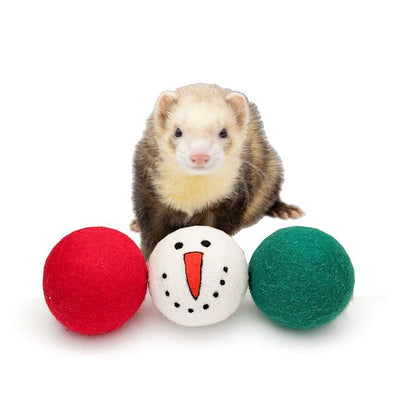 Ferret Stashing Balls (Red & Green Snowman) - Set of 3 - The Pampered FerretFerret Stashing Balls (Red & Green Snowman) - Set of 3Ferret ToysThe Pampered Ferret